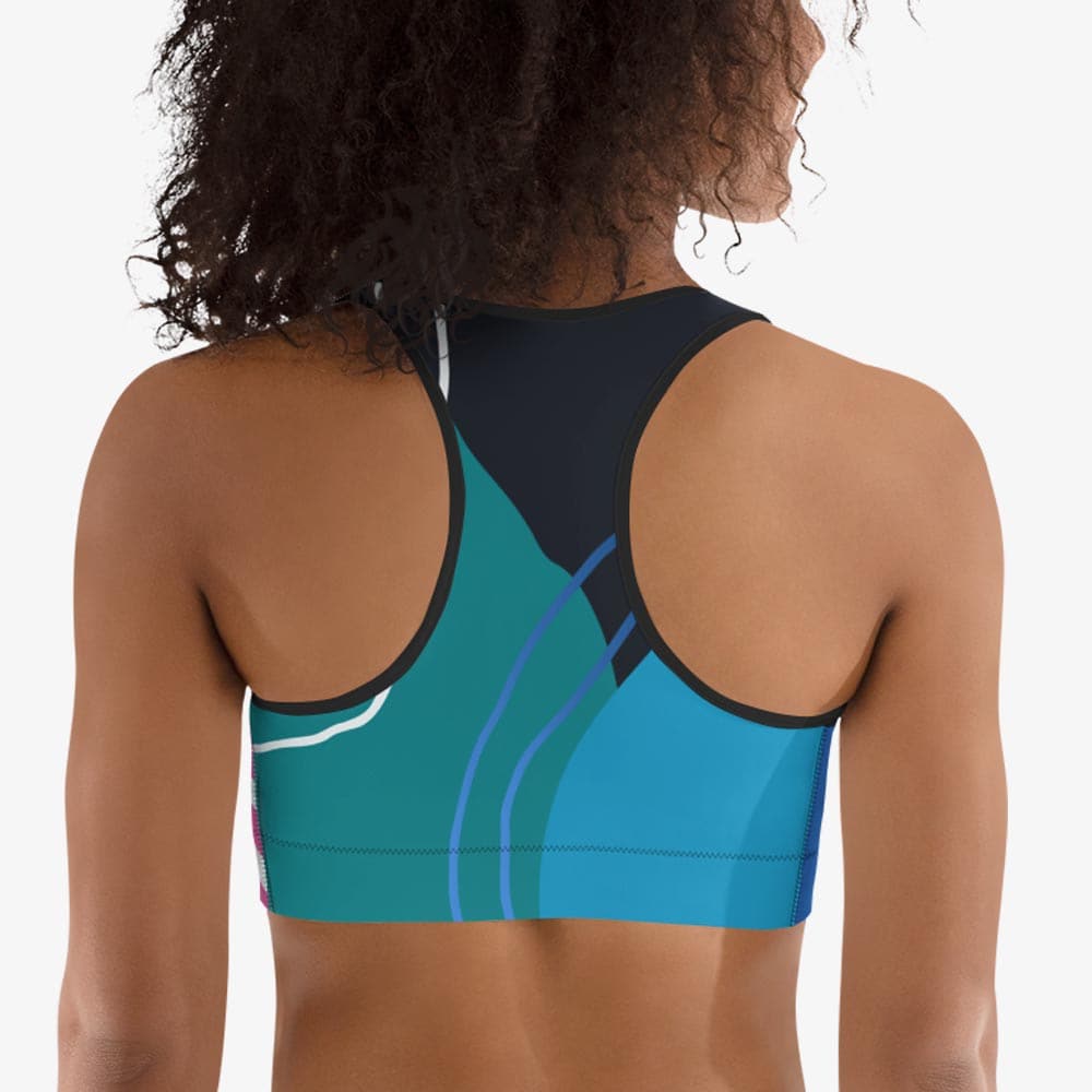 Patterned Sports Bra Modernist Blue/Pink Loony Legs