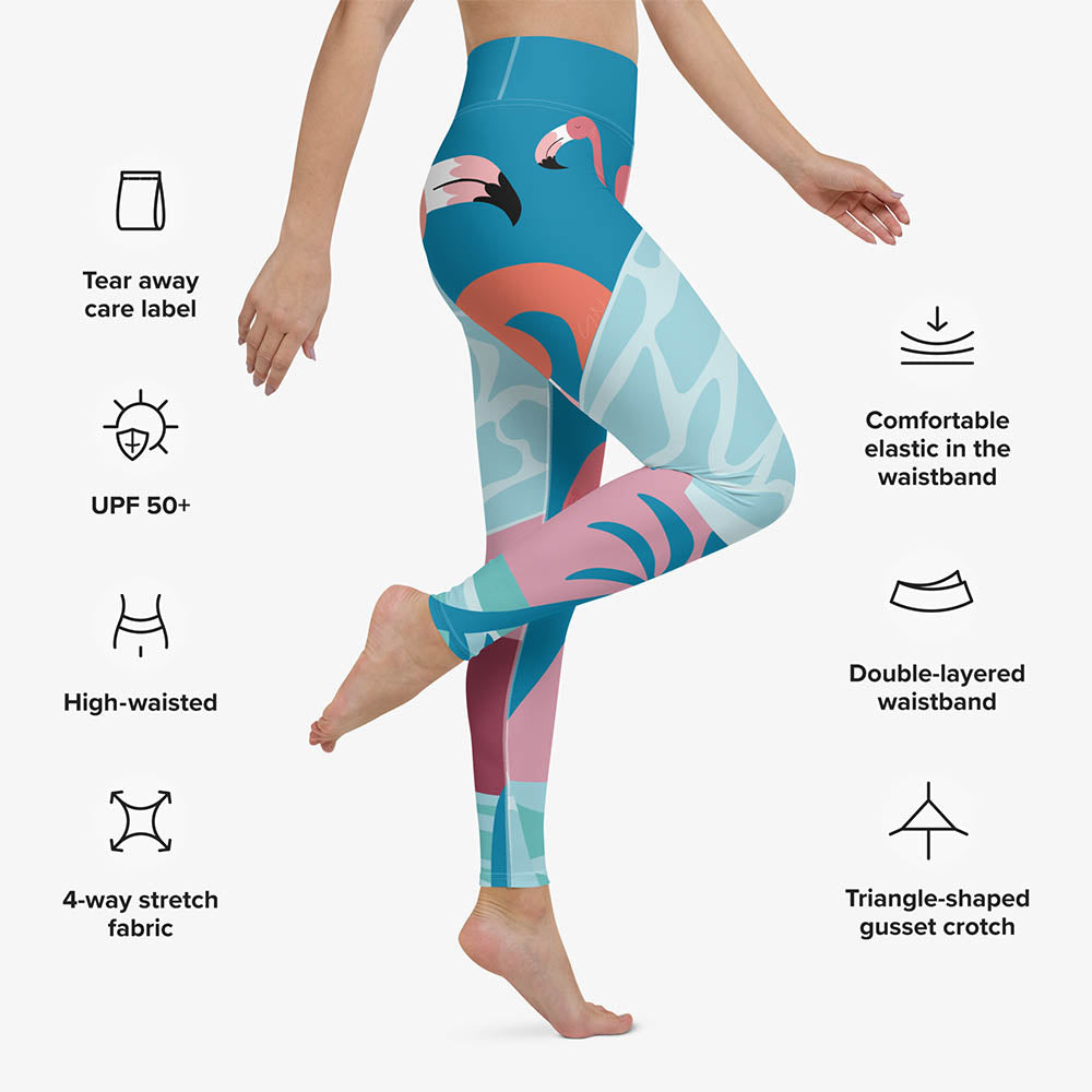 Patterned Leggings Flamingo Azure Pink Loony Legs