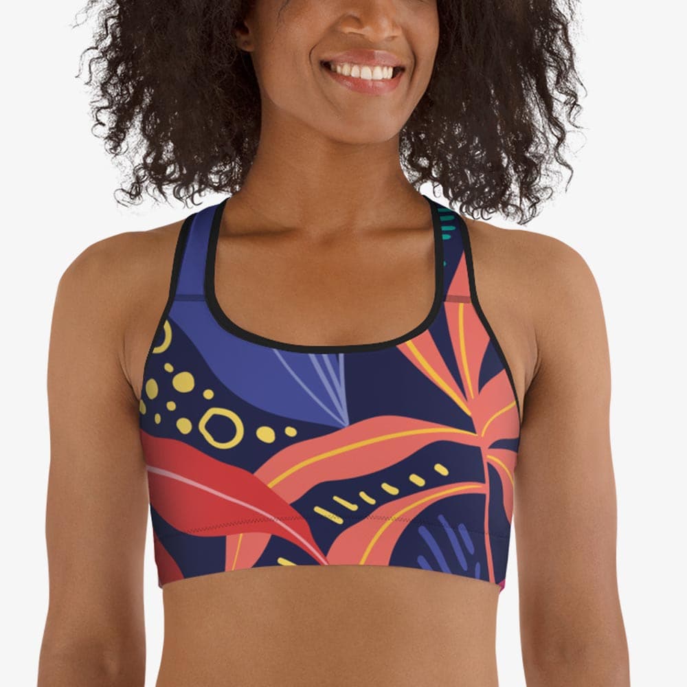 Floral Sports Bra Animal Leaves