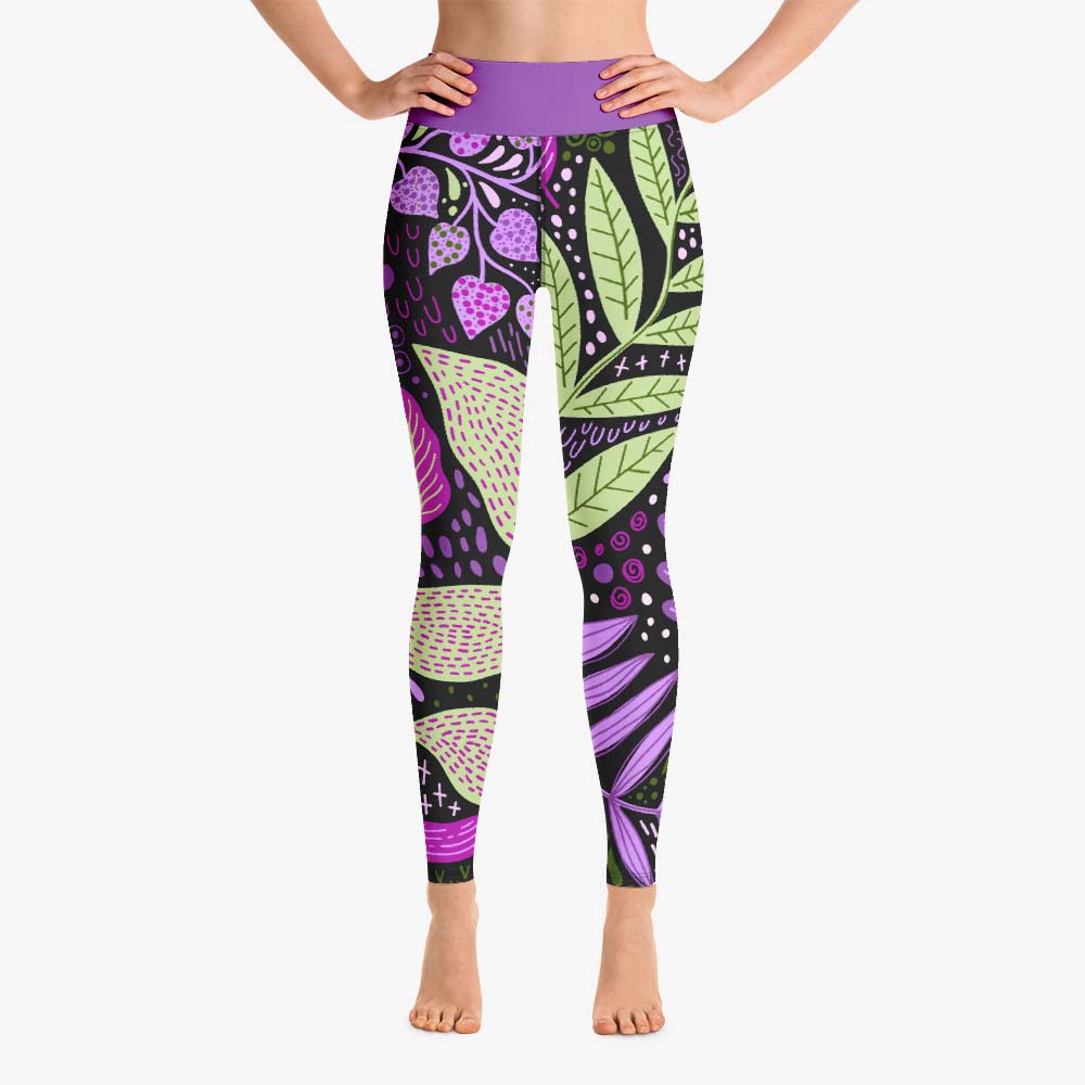 Floral Leggings Fairy Forest Purple/Lime – Loony Legs