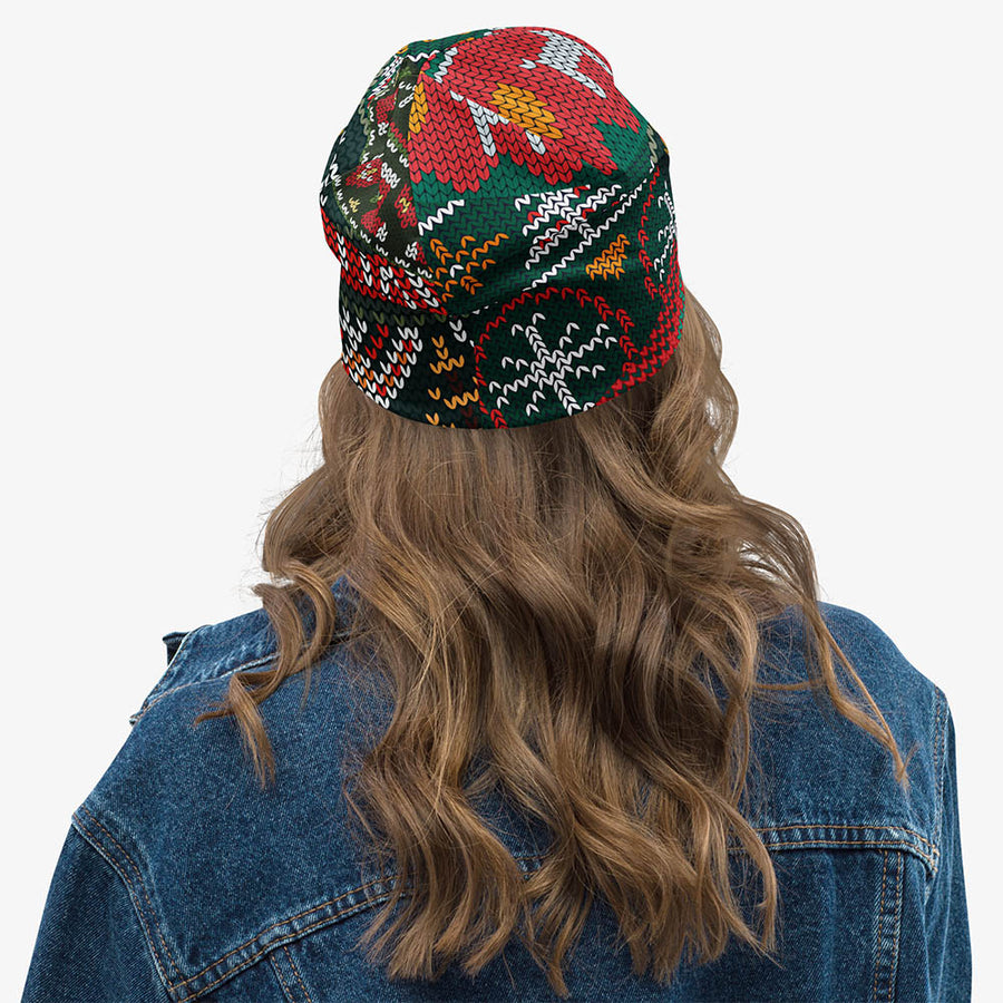 Printed Beanie "Oh! Oh! Oh!" Red/Green