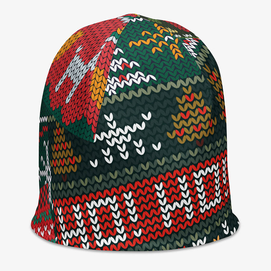 Printed Beanie "Oh! Oh! Oh!" Red/Green