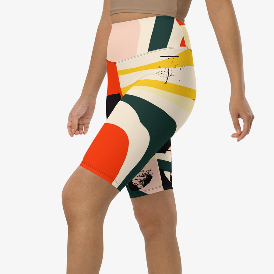 Printed Biker Shorts "Stripe Art"