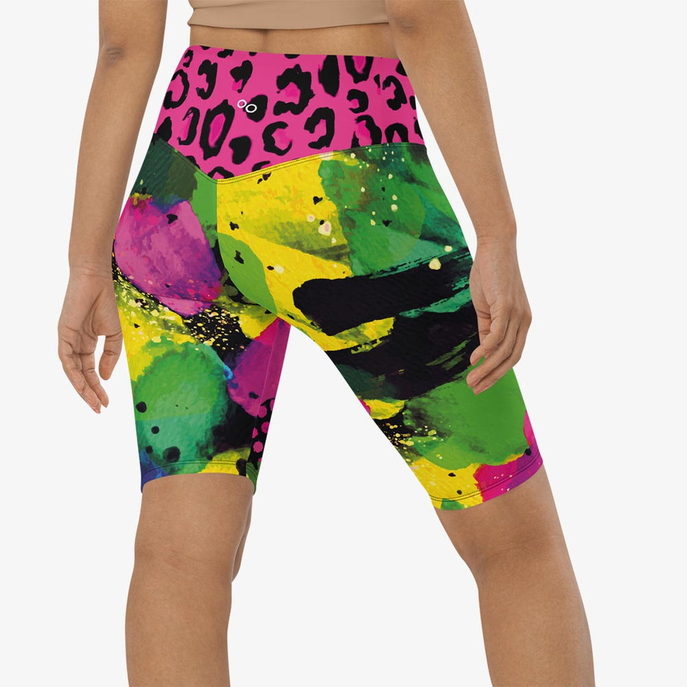 Wild Canvas Biker Shorts – Green/Pink/Yellow