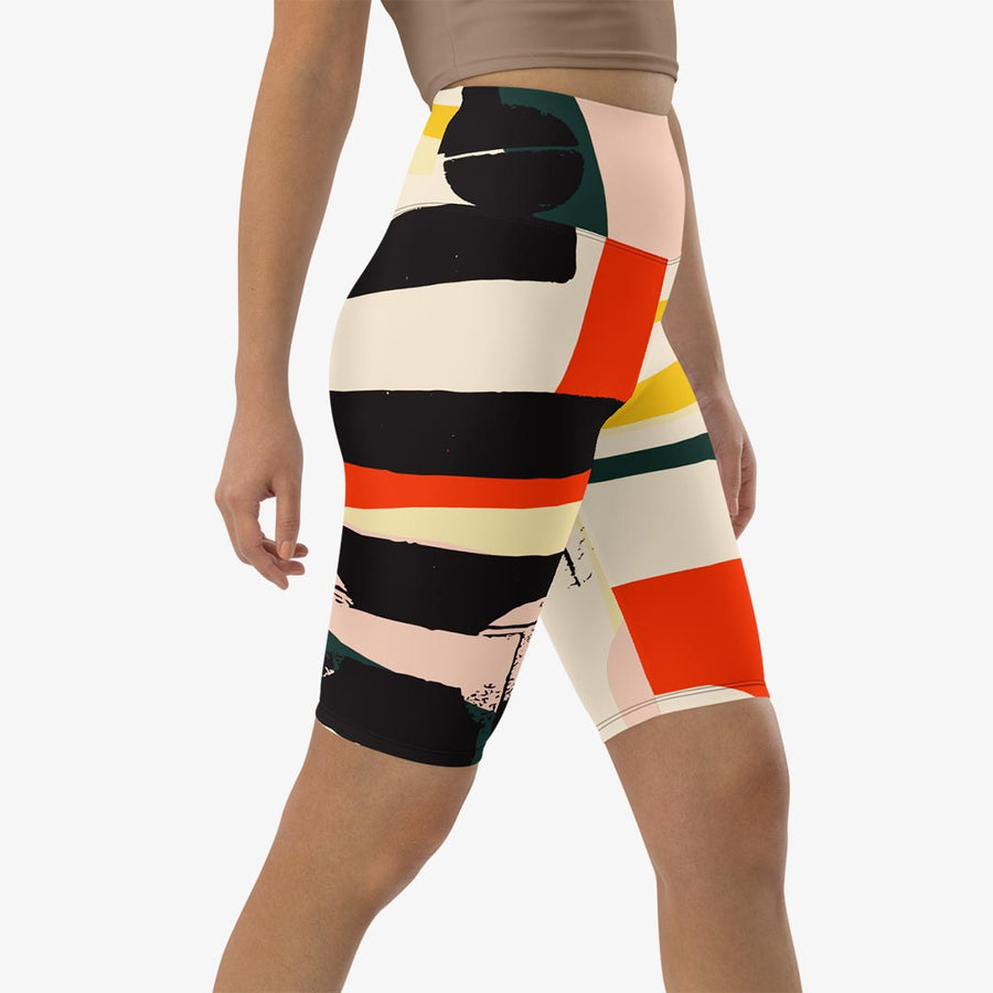 Printed Biker Shorts "Stripe Art"
