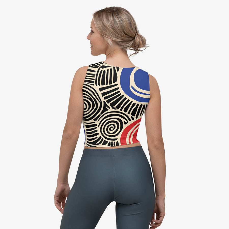 Printed Crop Top "Vertigo" Black/Blue/Red