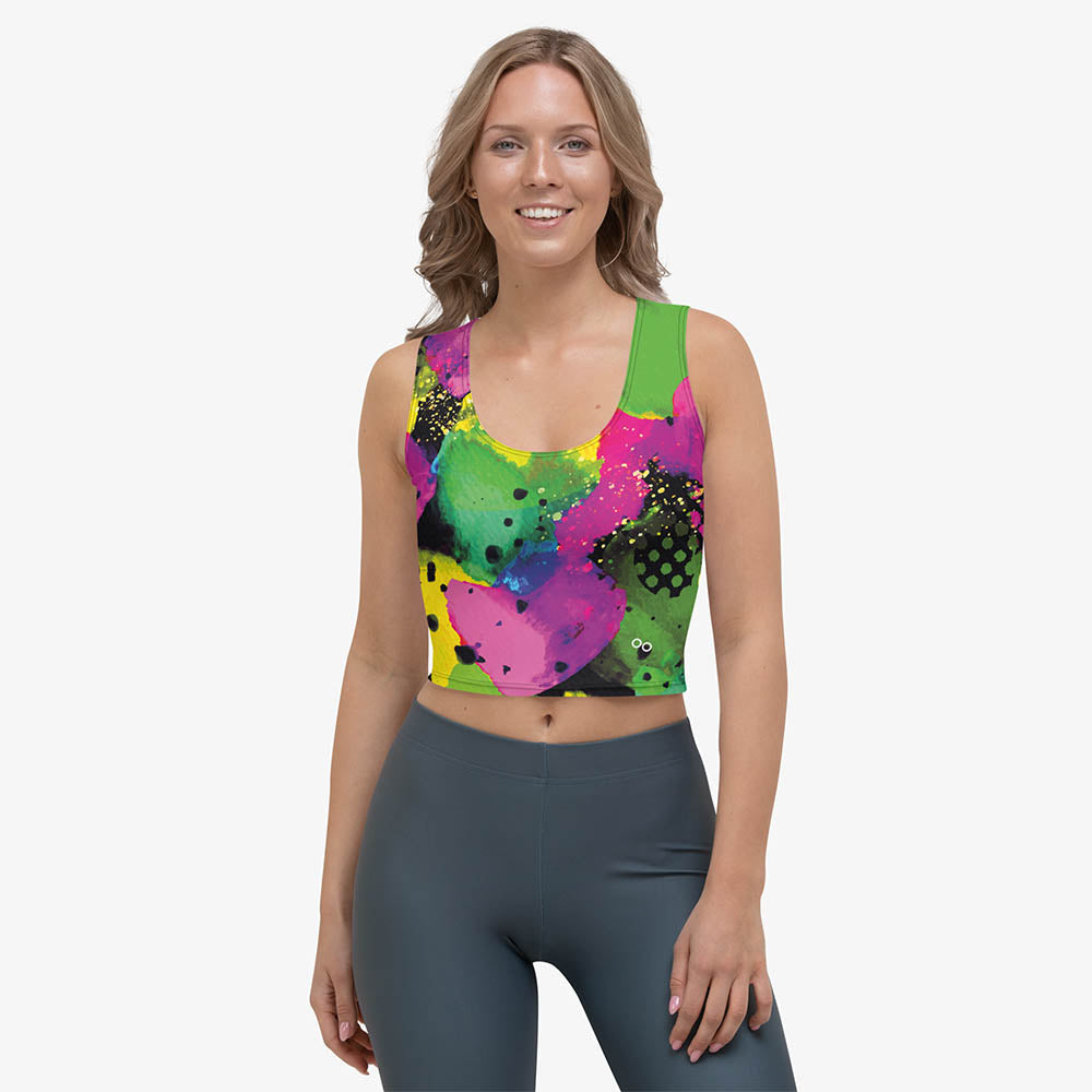 all over geometric print crop top