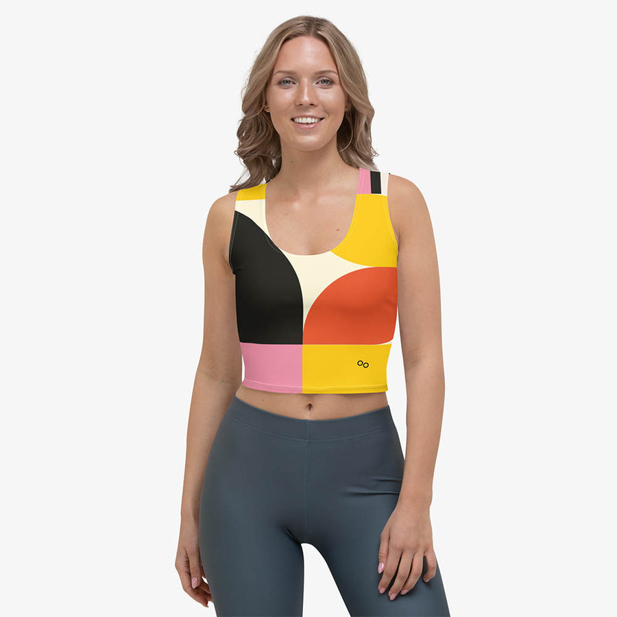 Printed Crop Top "Design Delight" Orange/Yellow/Pink