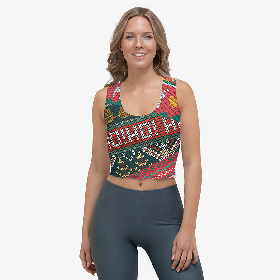 Printed Crop Top "Oh! Oh! Oh!" Red/Green