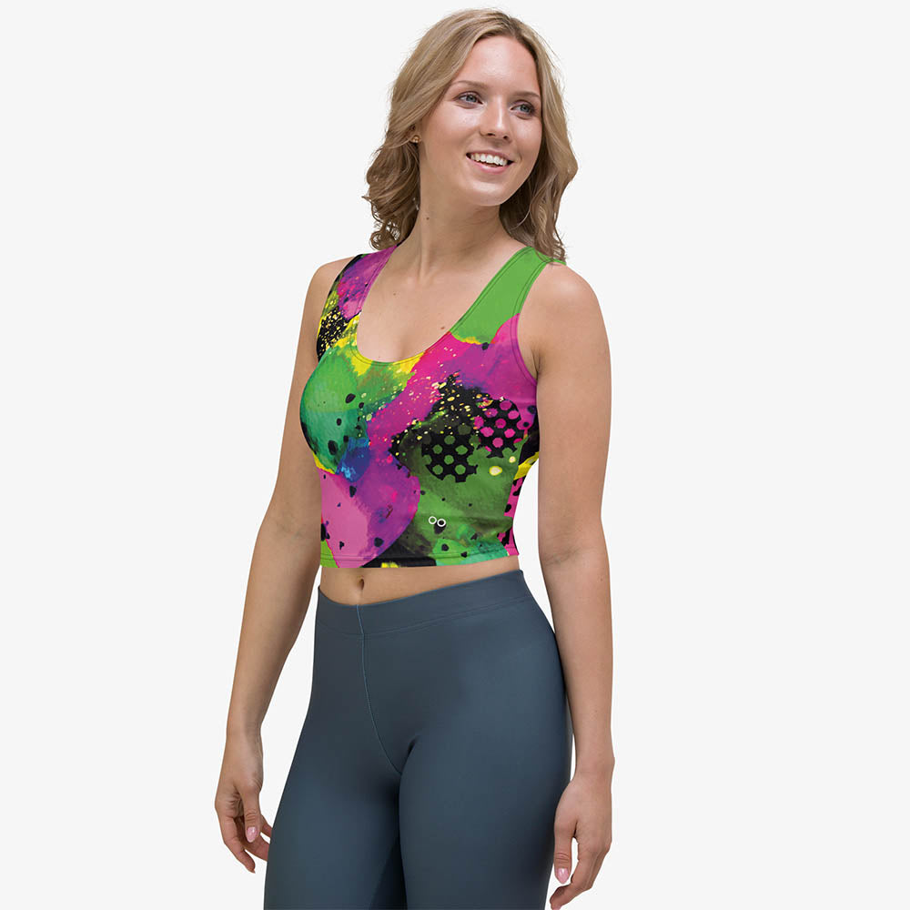 Wild Canvas Crop Top – Green/Pink/Yellow