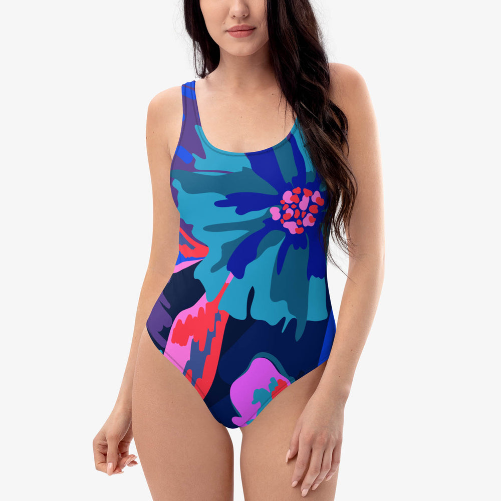 Flower Splash Swimsuit – Blue/Pink