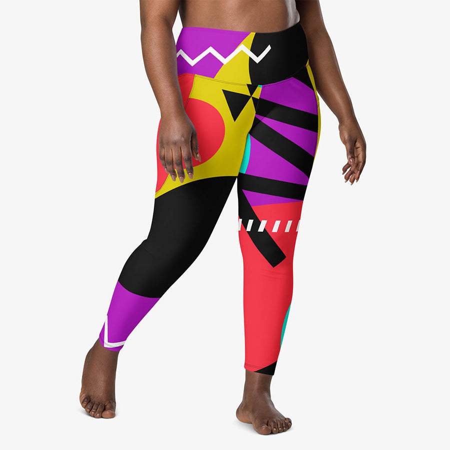 Recycled Printed Leggings "Surrealist 2" Purple/Red/Black with Pockets