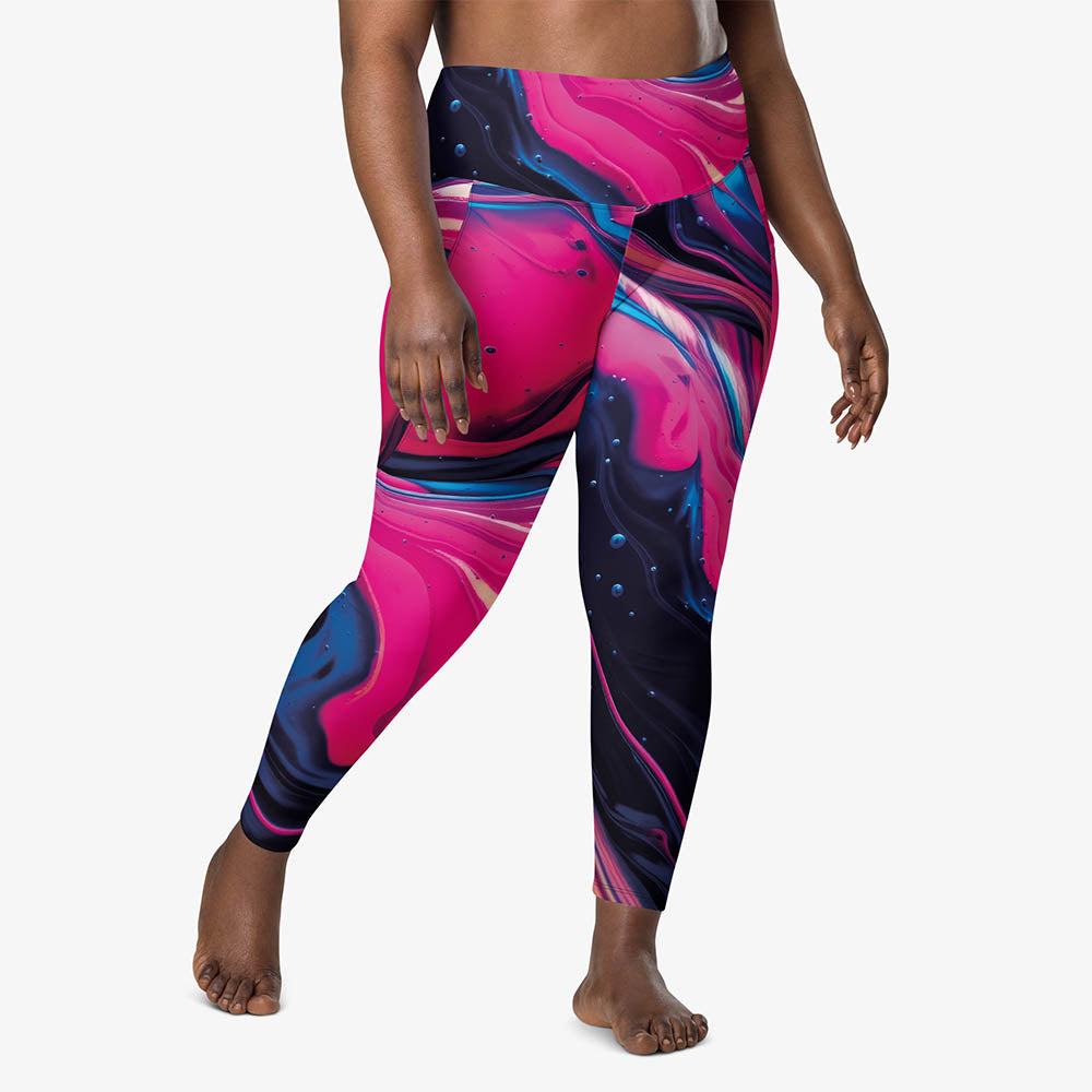 WAREHOUSE Recycled Printed Leggings "Funky Lava" Green/Magenta with Pockets