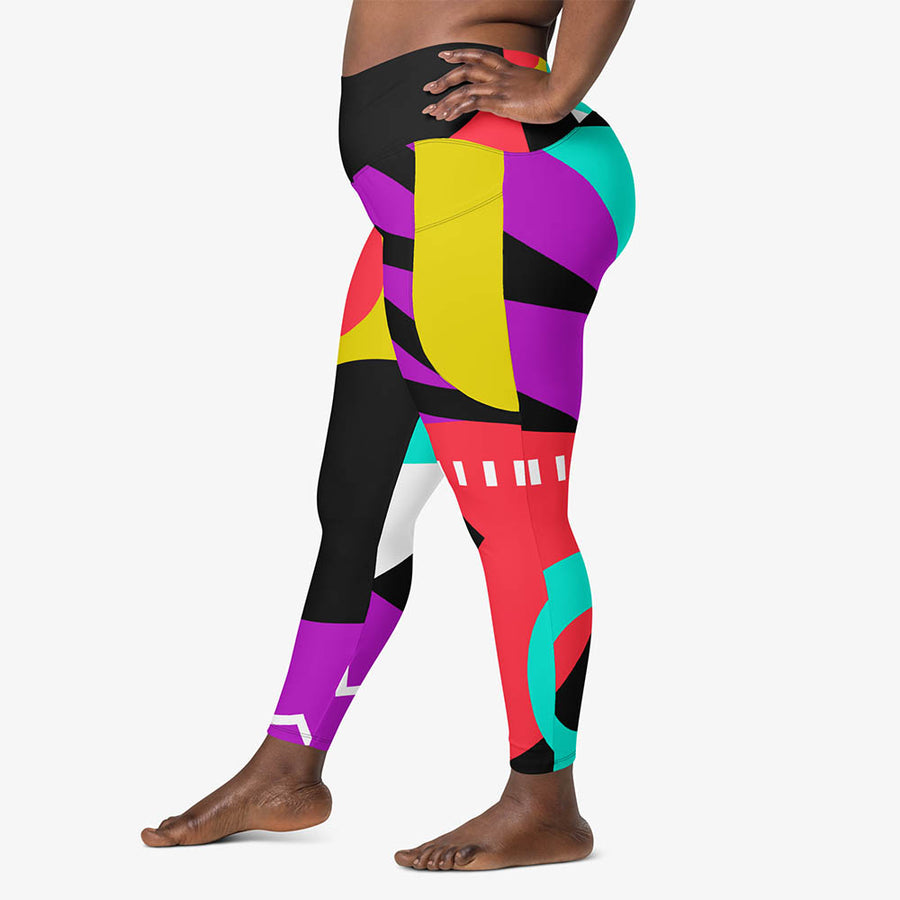 Recycled Printed Leggings "Surrealist 2" Purple/Red/Black with Pockets