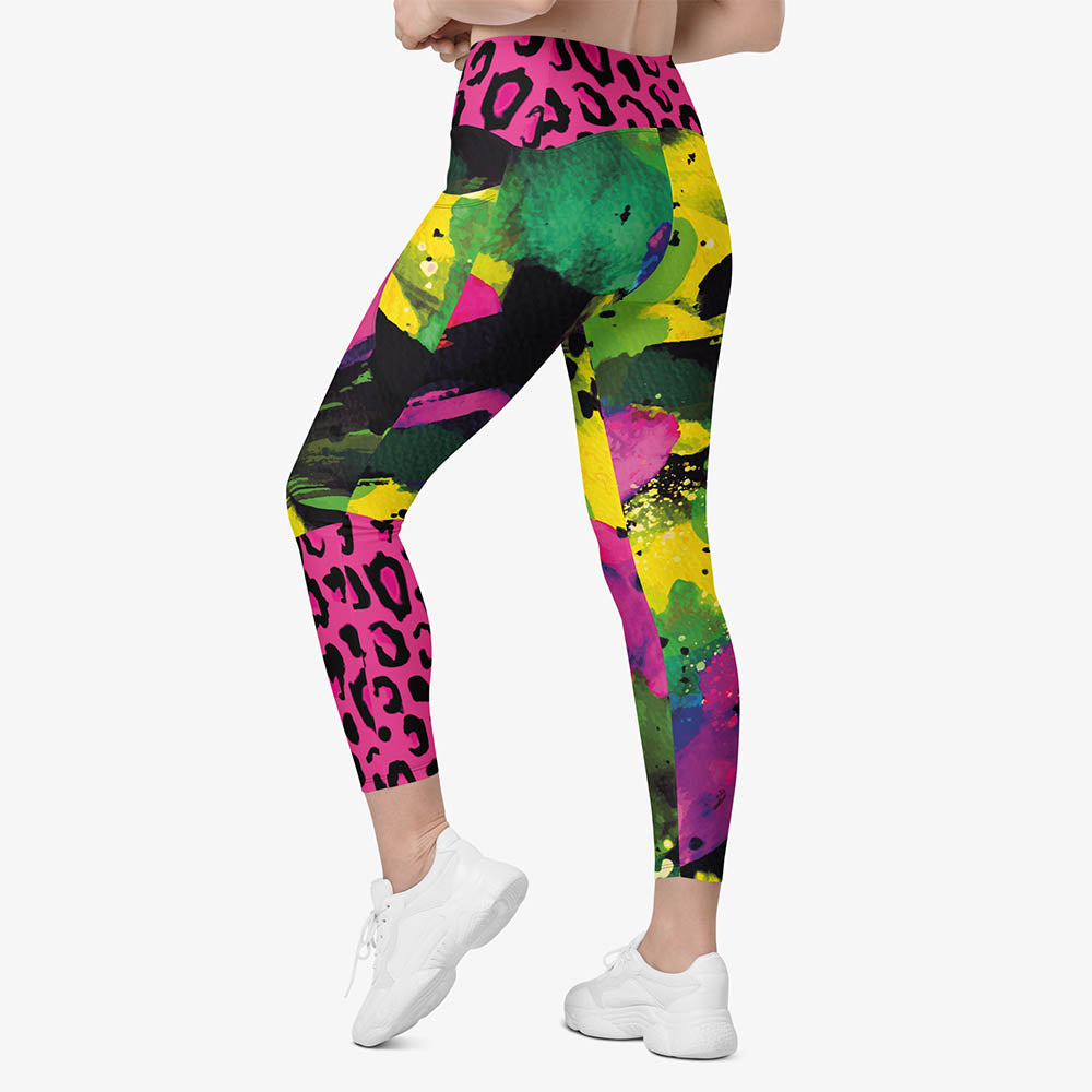 Wild Canvas Pocket Leggings – Green/Pink/Yellow