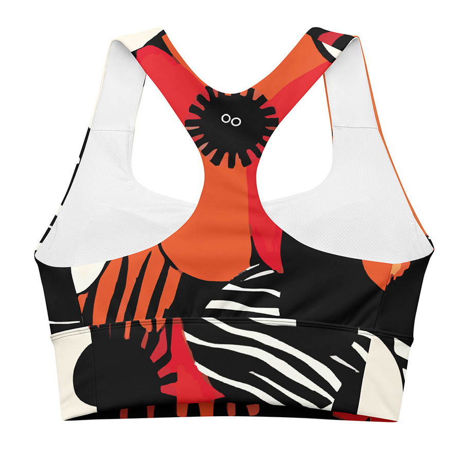 Recycled  High Impact Bra "Zebra Blossom" Black/Red/Orange