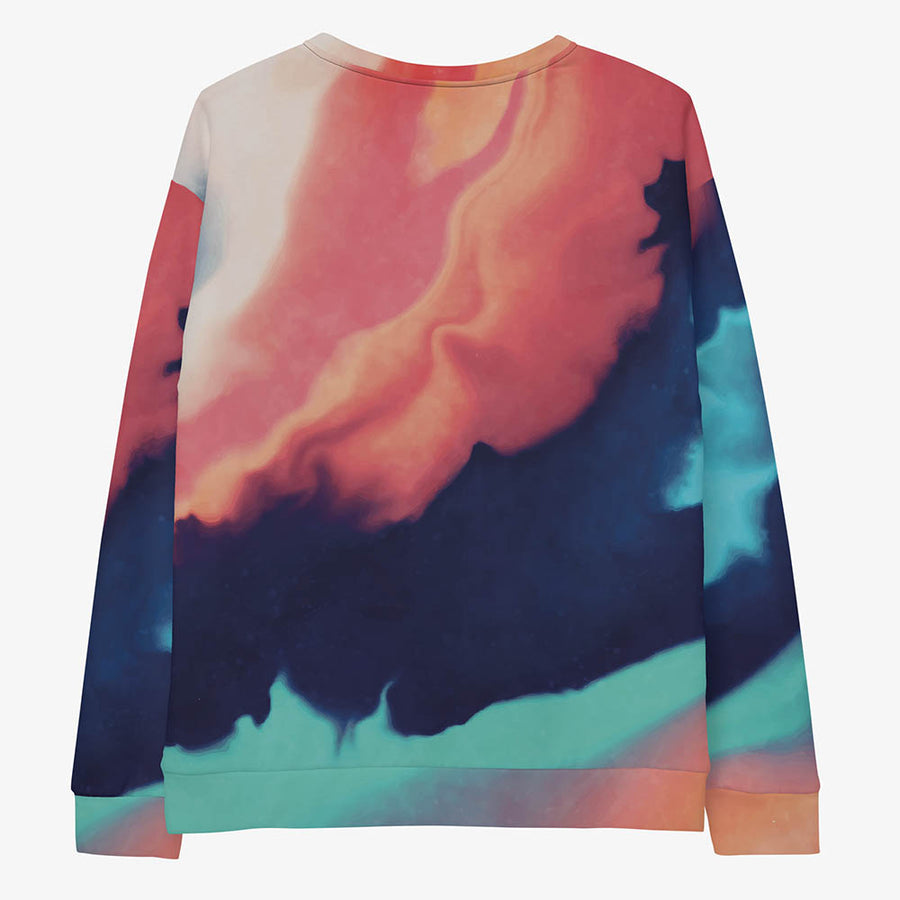 Fleece Sweatshirt "Funky Clouds" Blue/Terracotta