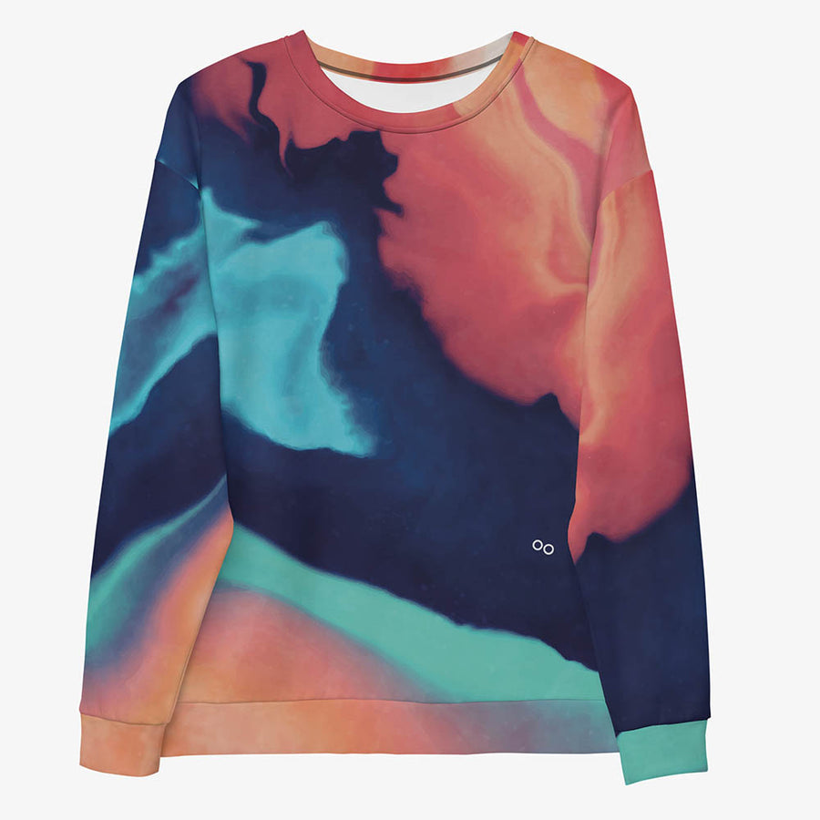 Fleece Sweatshirt "Funky Clouds" Blue/Terracotta