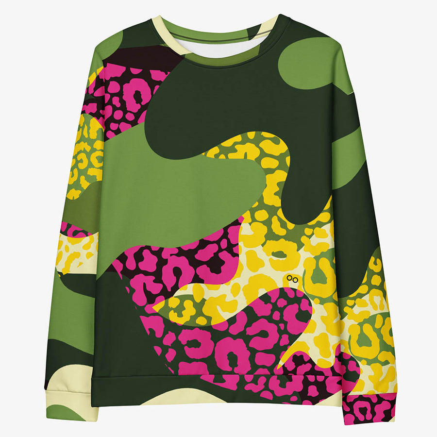 Fleece Sweatshirt "Camocheetah" Green/Yellow/Pink