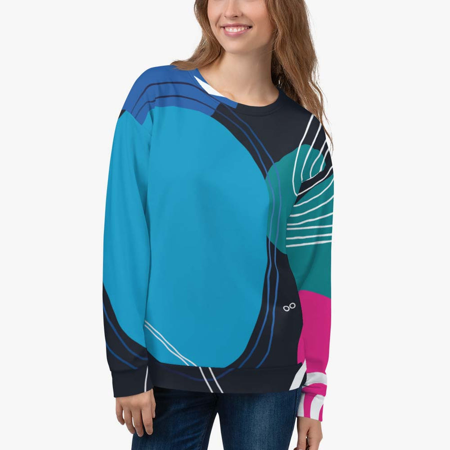 Fleece Sweatshirt "Modernist" Blue/Pink
