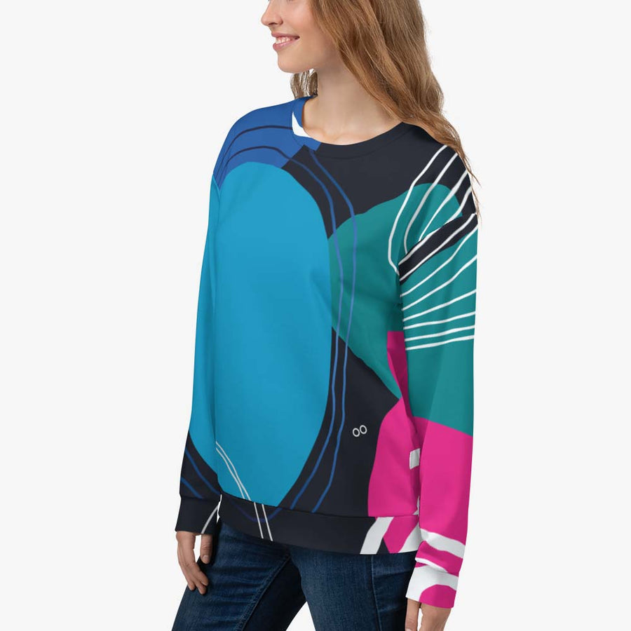Fleece Sweatshirt "Modernist" Blue/Pink