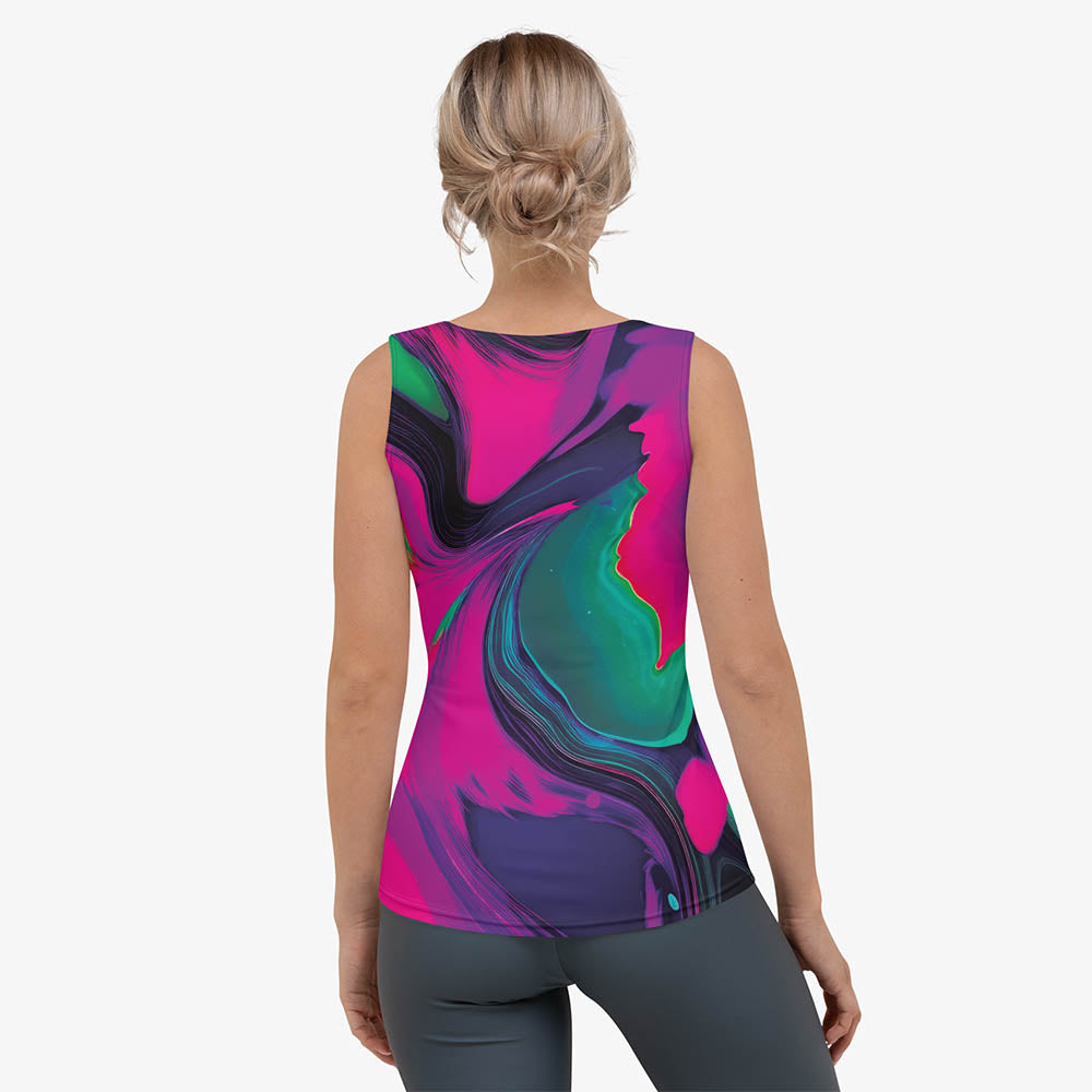 Tank top with multicoloured tie dye design