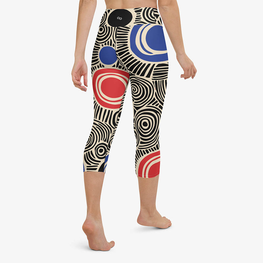 Printed Capris "Vertigo" Black/Blue/Red