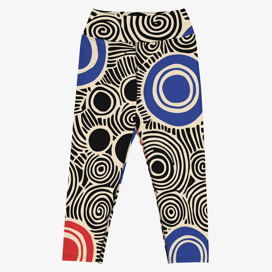 Printed Capris "Vertigo" Black/Blue/Red