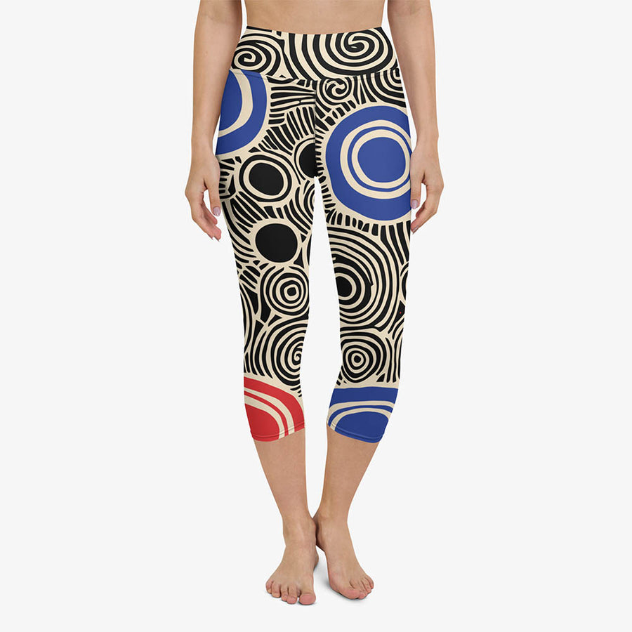 Printed Capris "Vertigo" Black/Blue/Red