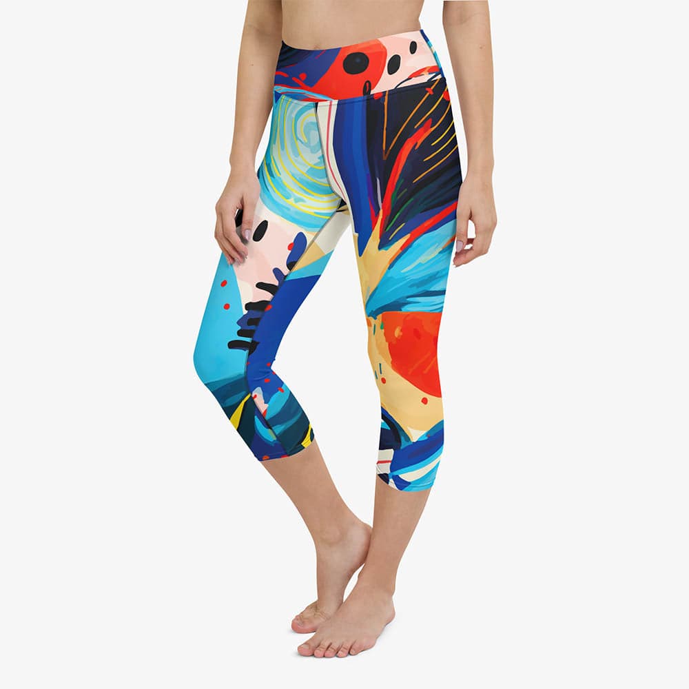 Capri leggings with multicolour abstract print