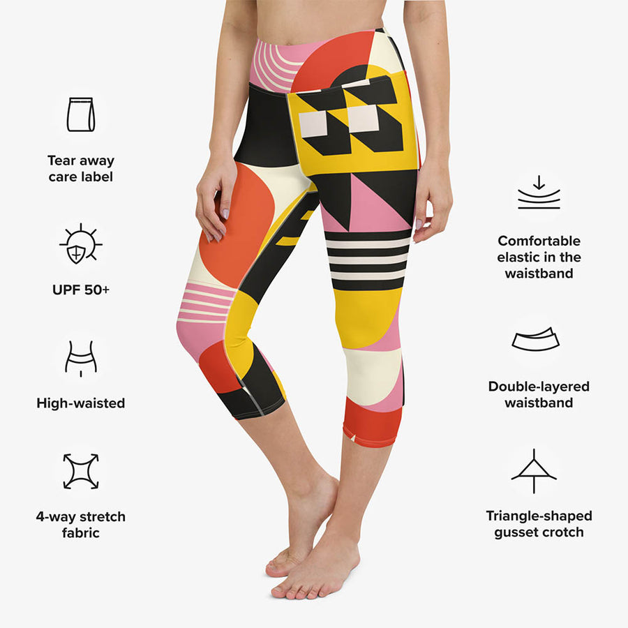 Printed Capris "Design Delight" Orange/Yellow/Pink