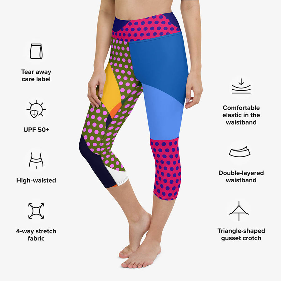 Printed Capris "Polkalicious" Red/Yellow/Blue