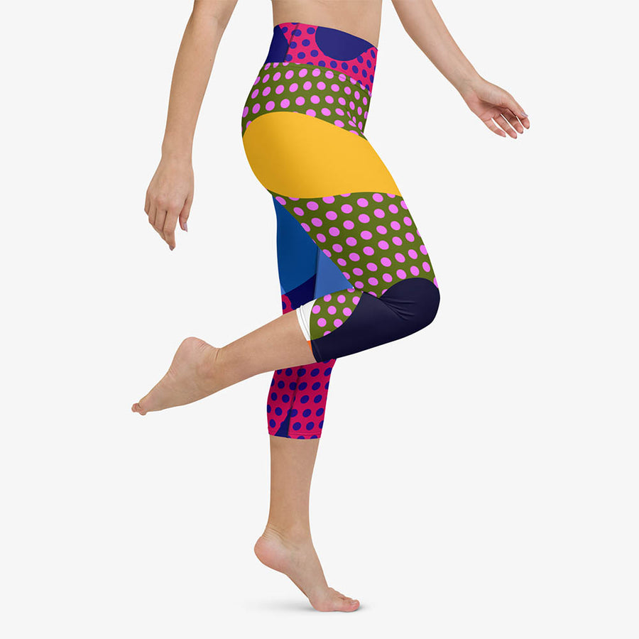 Printed Capris "Polkalicious" Red/Yellow/Blue