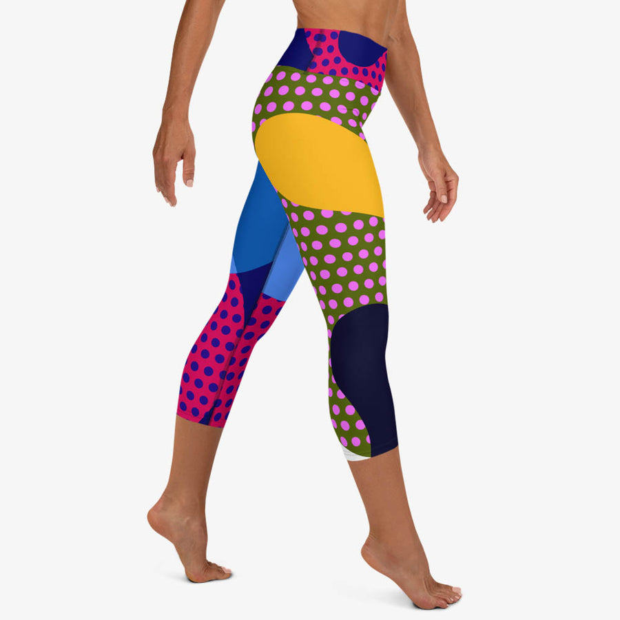 Printed Capris "Polkalicious" Red/Yellow/Blue