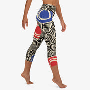 WAREHOUSE Printed Capris "Vertigo" Black/Blue/Red