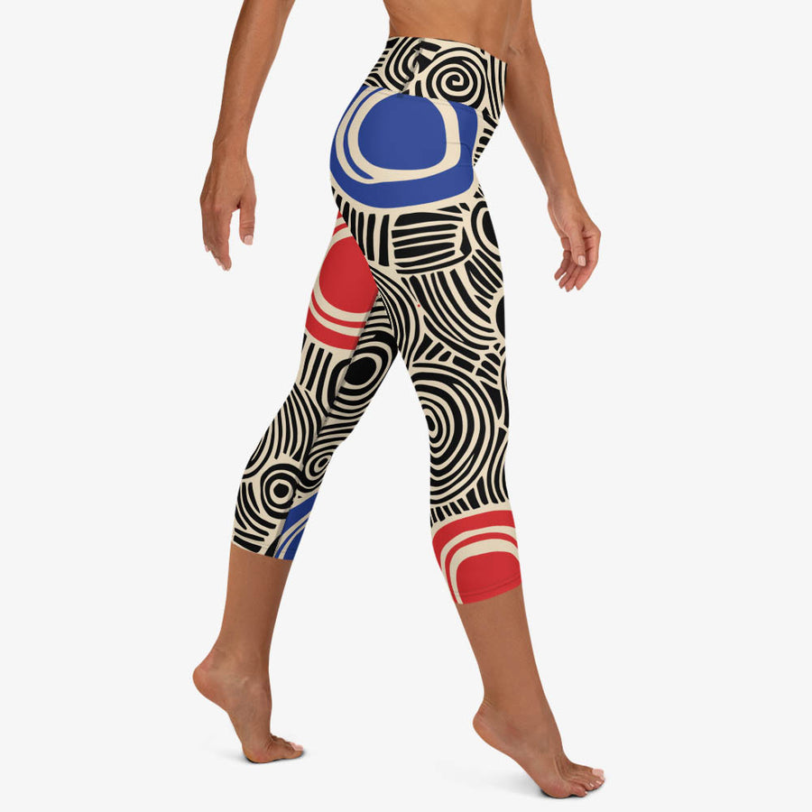 Printed Capris "Vertigo" Black/Blue/Red