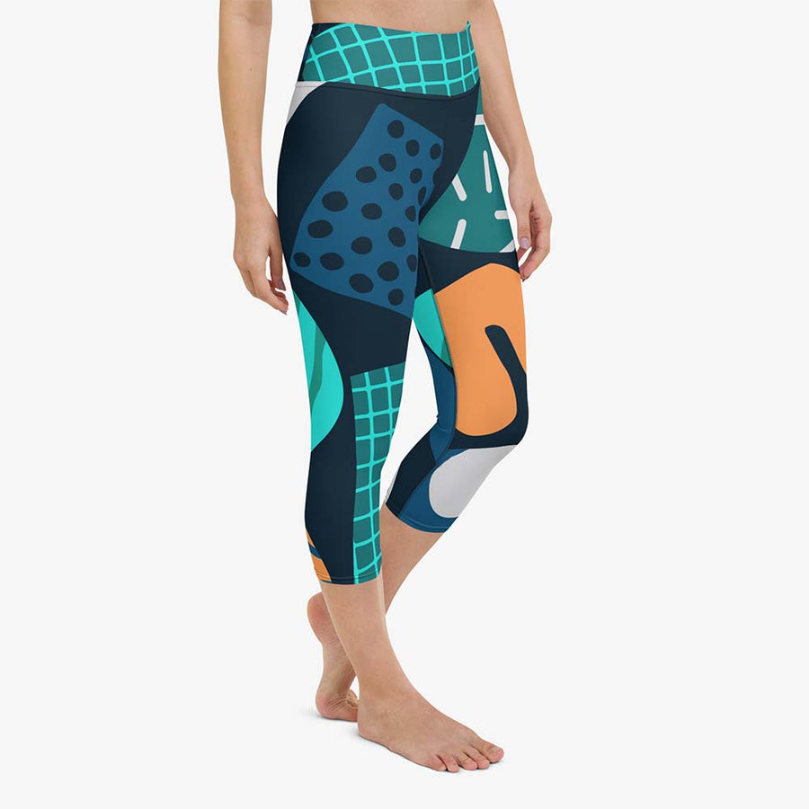 Printed Capris "Chunky Doodles" Blue/Green/Sand