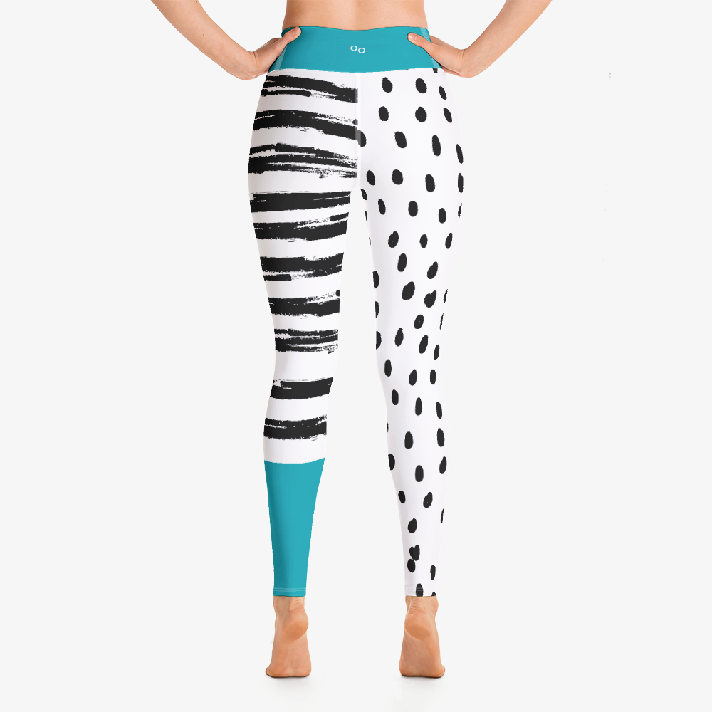 WAREHOUSE Printed Leggings "Dots&Stripes" Teal