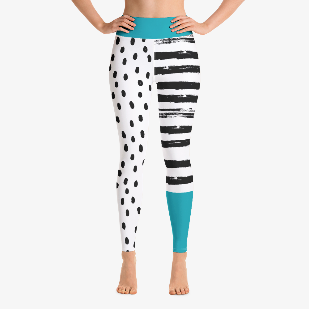 WAREHOUSE Printed Leggings "Dots&Stripes" Teal