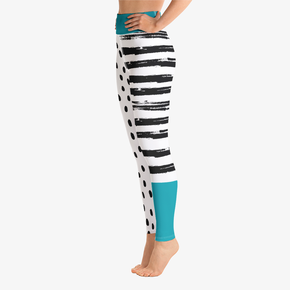 WAREHOUSE Printed Leggings "Dots&Stripes" Teal