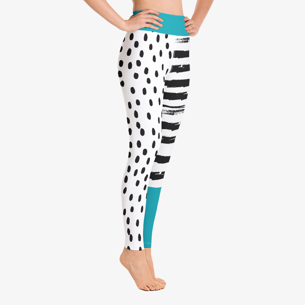 WAREHOUSE Printed Leggings "Dots&Stripes" Teal