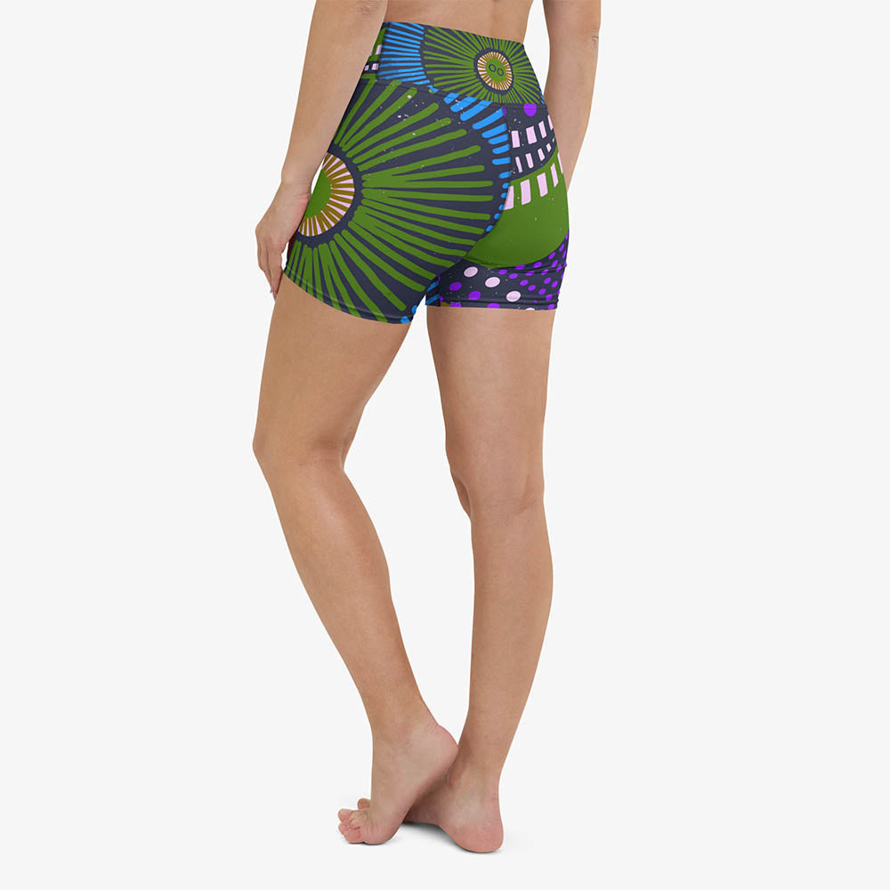Ethno Pop Yoga Shorts – Blue/Green
