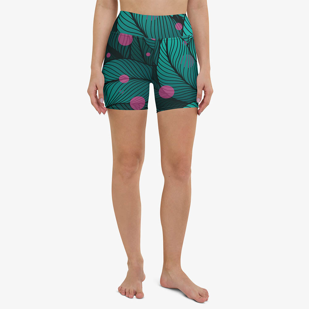 Fireflies Yoga Shorts – Green/Pink