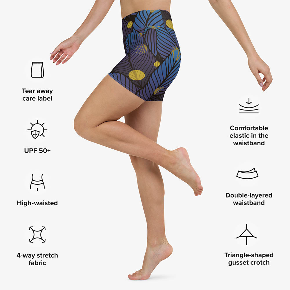 Fireflies Yoga Shorts – Blue/Yellow