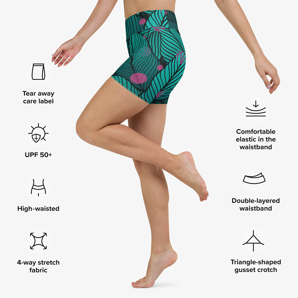 Fireflies Yoga Shorts – Green/Pink