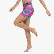 WAREHOUSE Printed Yoga Shorts "Ethno Pop" Lime Green