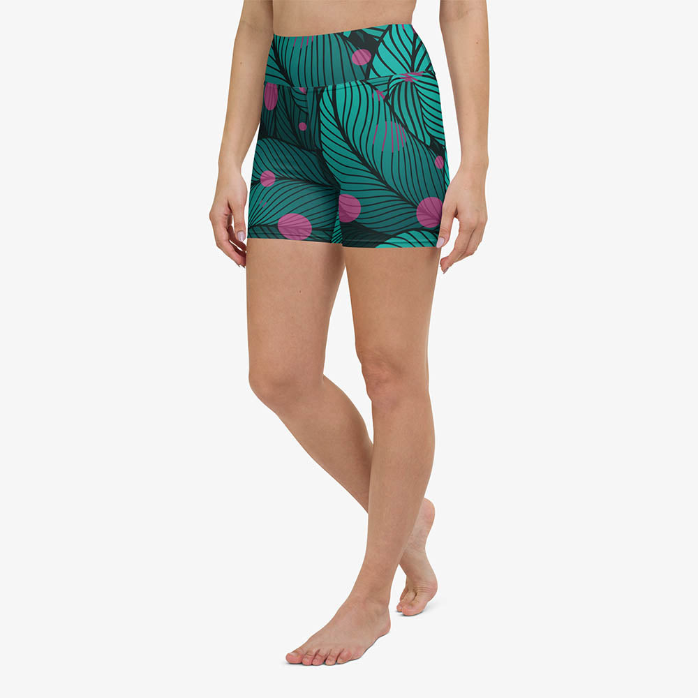 Fireflies Yoga Shorts – Green/Pink
