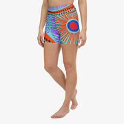 WAREHOUSE Printed Yoga Shorts "Ethno Pop" Turquoise