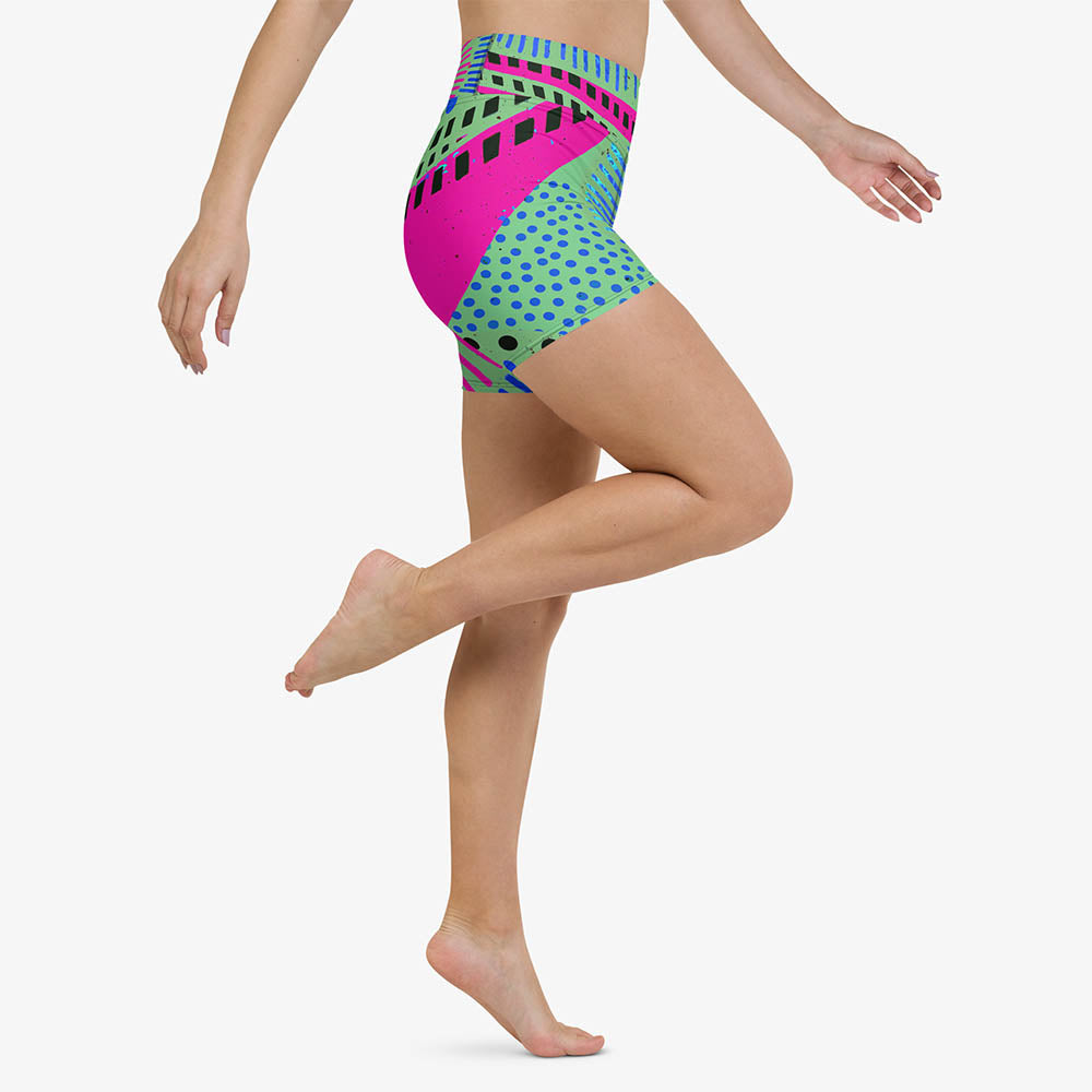 WAREHOUSE Printed Yoga Shorts "Ethno Pop" Lime Green