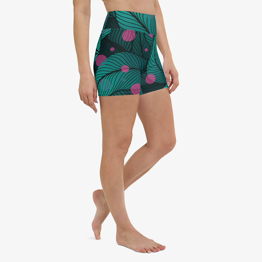 Fireflies Yoga Shorts – Green/Pink